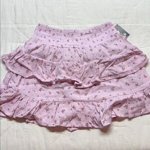 Coastal Cowgirl Western Pink Floral Ruffle Smocked Waist Mini Skirt 10/12 NWT